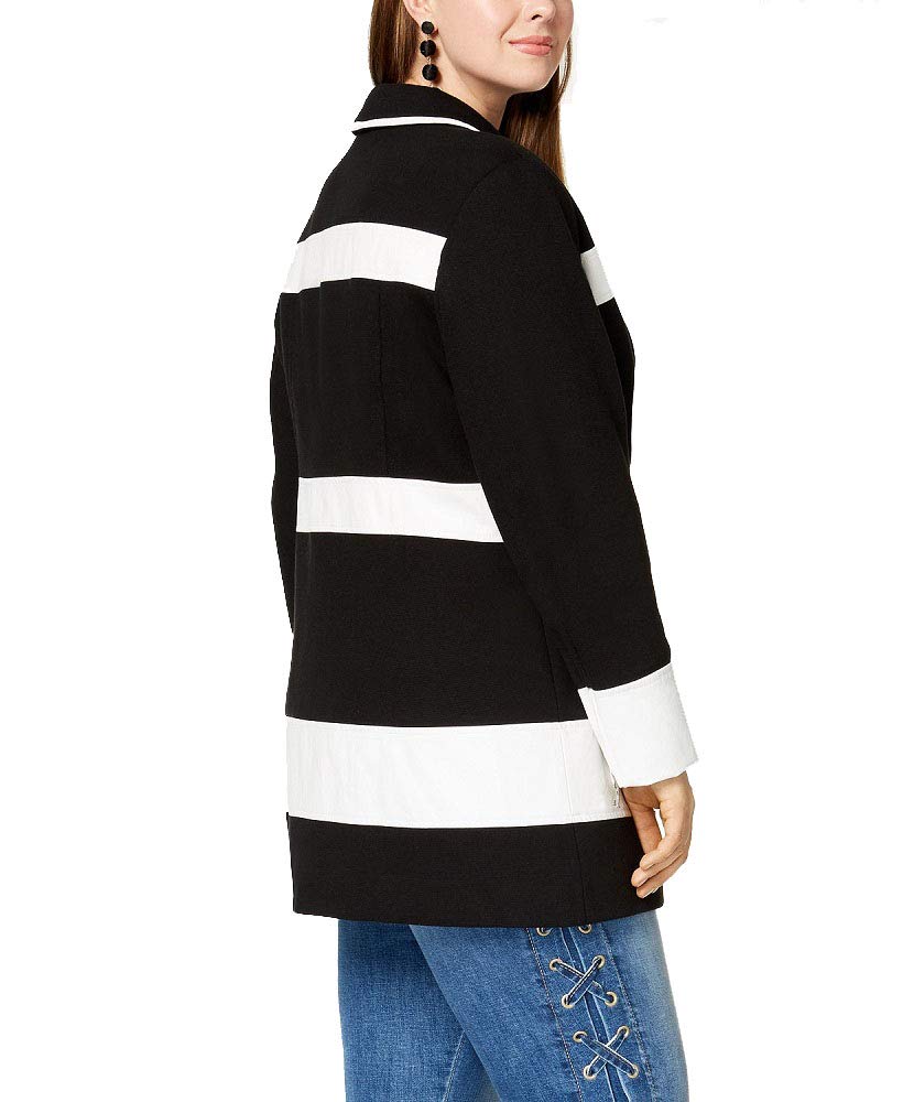 Plus Size Mixed Media Striped Jacket