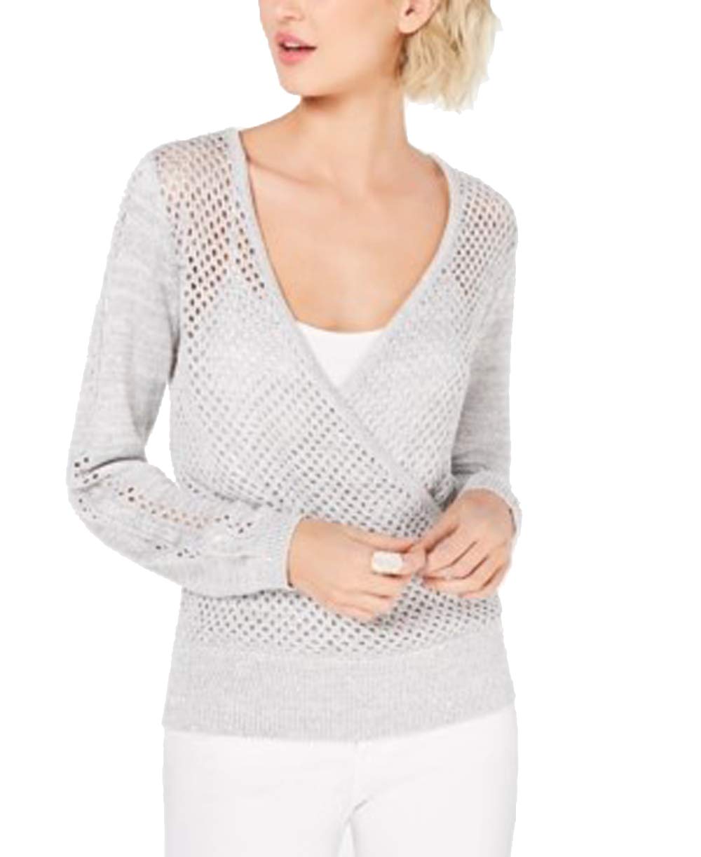 INC Surplice Pointelle Eyelet Sweater