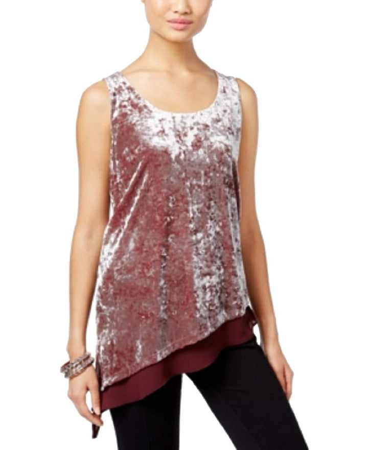 Inc International Concepts Petite Mixed-Media Velvet Top