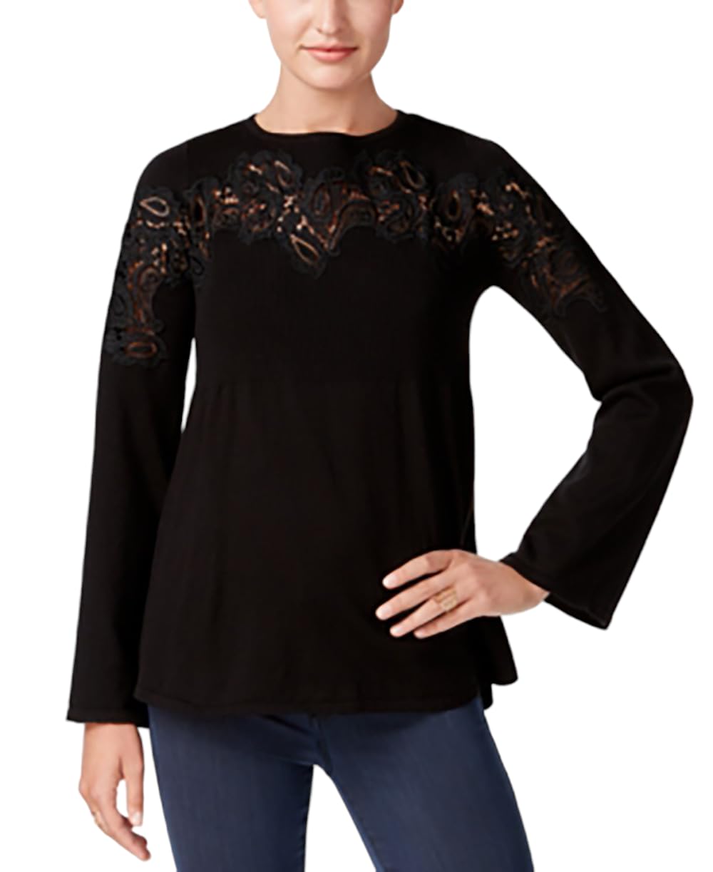 Style & Co Lace Accent Babydoll Sweater