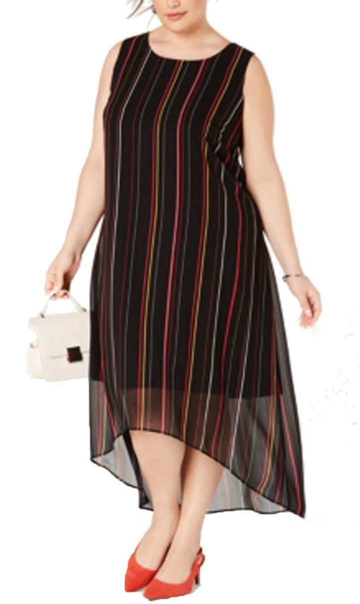 Plus Size Striped High-Low Dress