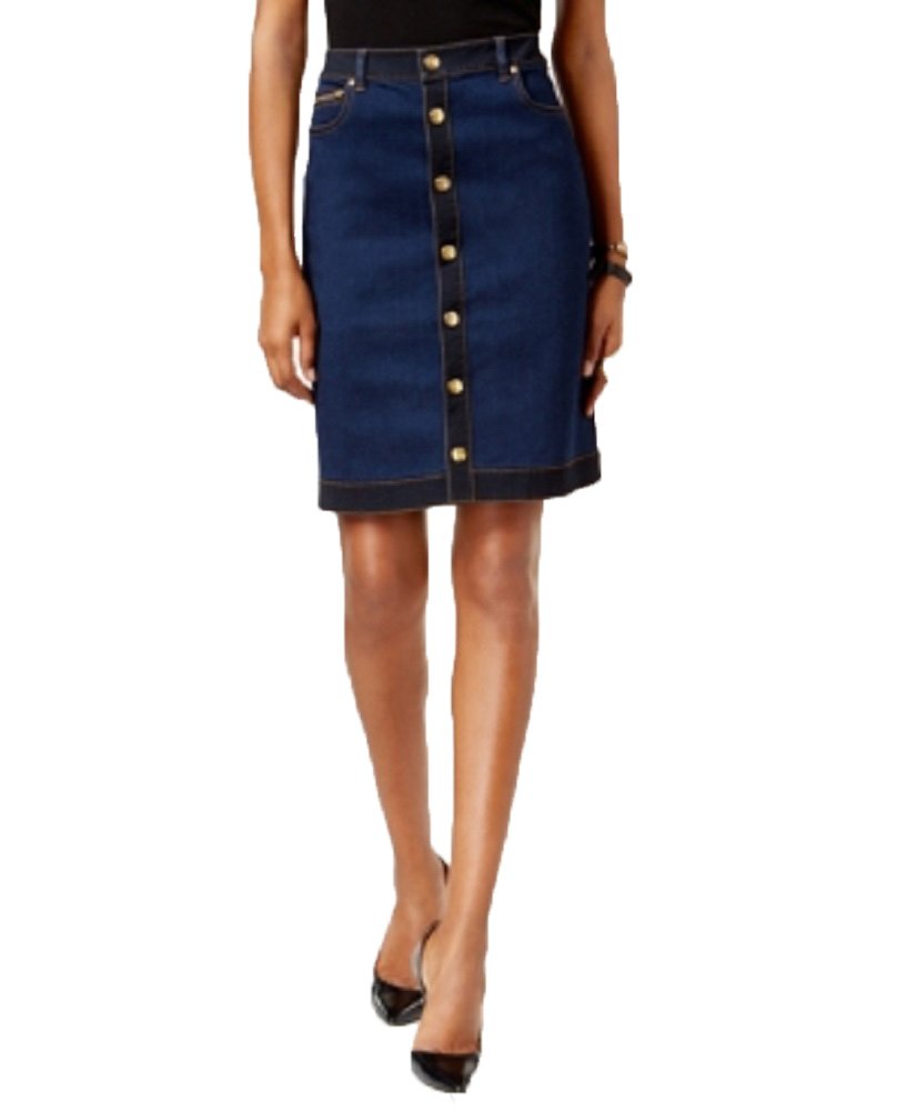 Inc International Concepts Button-Front Denim Skirt