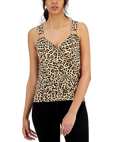 INC International Concepts Womens Leopard Print Ring Detail Top