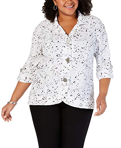 JM Collection Plus Size Printed Textured Jacket