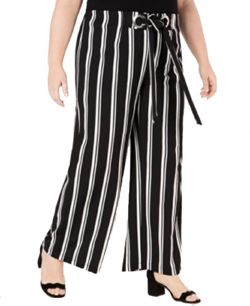 NY Collection Plus Petite Plus Size Striped Wide Leg Pants