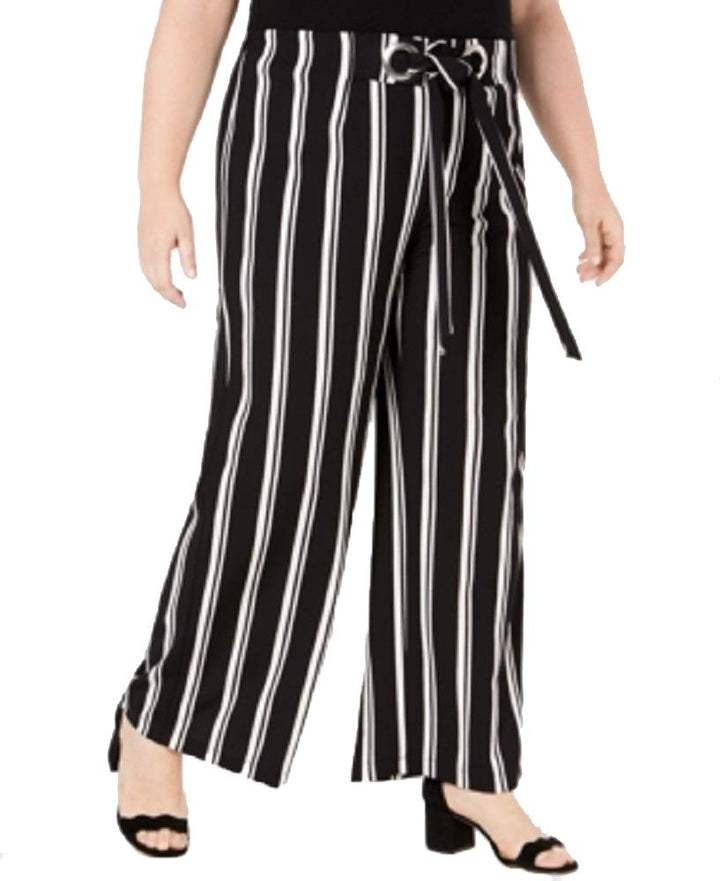 NY Collection Plus Petite Plus Size Striped Wide Leg Pants