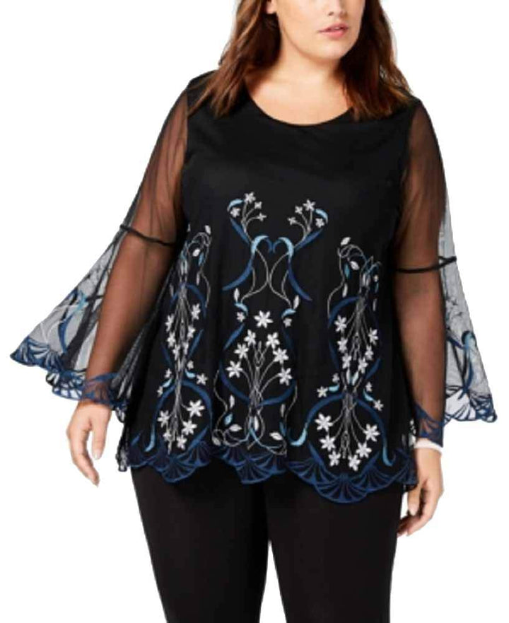 Alfani Plus Size Embellished Bell Sleeve Top