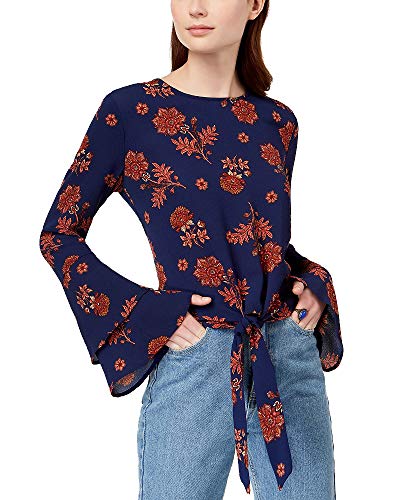 Juniors' Bell-Sleeve Tie-Front Top