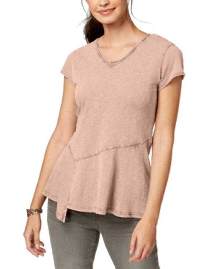 Cotton Peplum-Hem T-Shirt