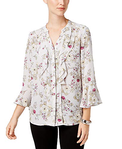 Charter Club Petite Ruffled Split Neck Top