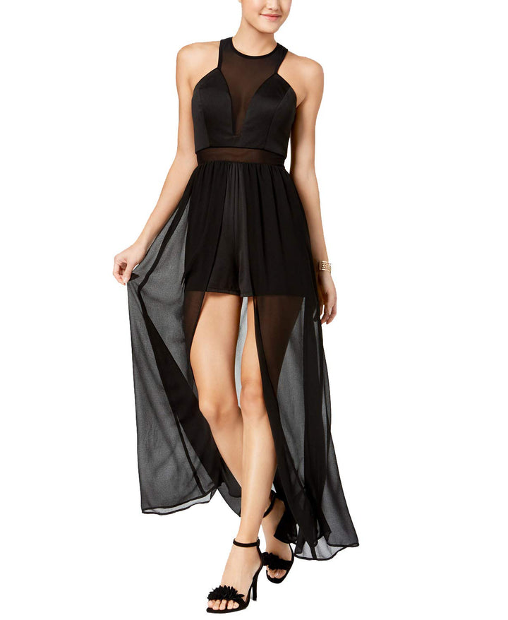 As U Wish Juniors Mesh Maxi Overlay Dress