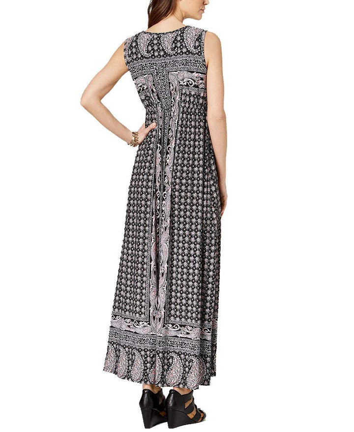 Style & Co Petite Printed Crochet Maxi Dress