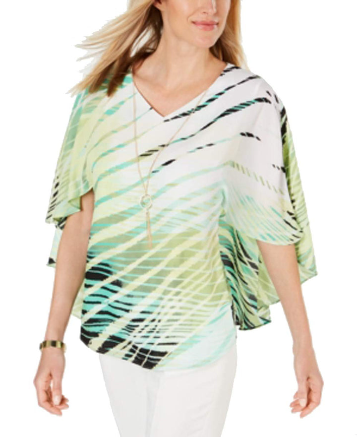 JM Collection Printed Poncho Top