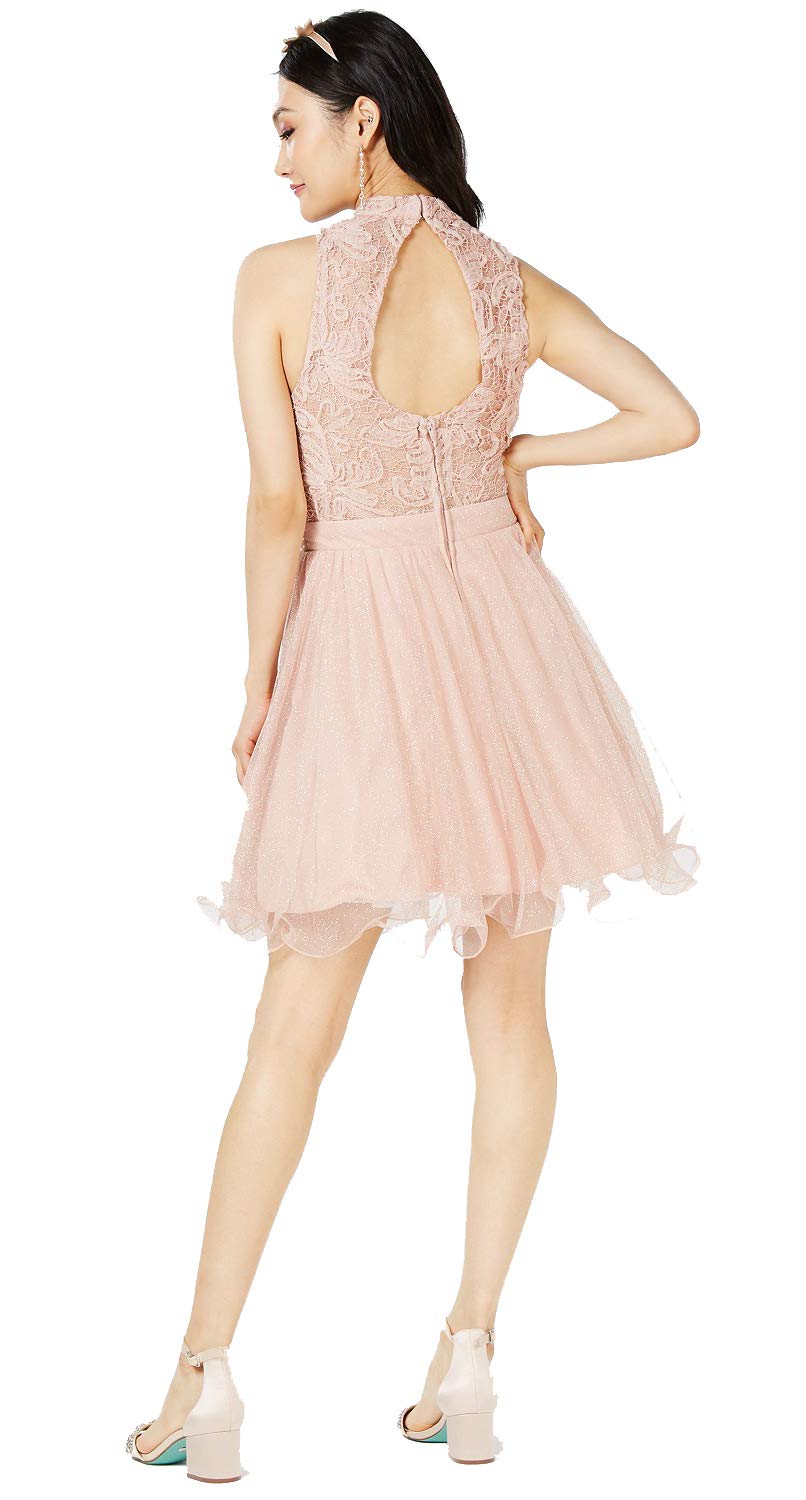 City Studios Juniors Embellished Glitter Lace Tulle Dress