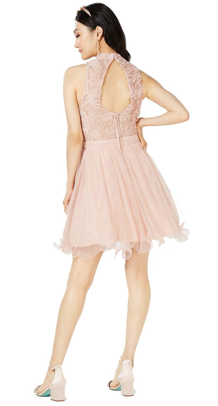 City Studios Juniors Embellished Glitter Lace Tulle Dress
