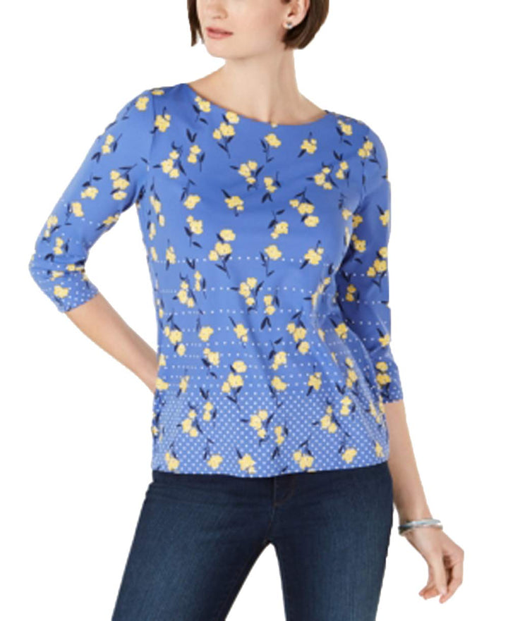 Charter Club Printed 3/4 Sleeve Top