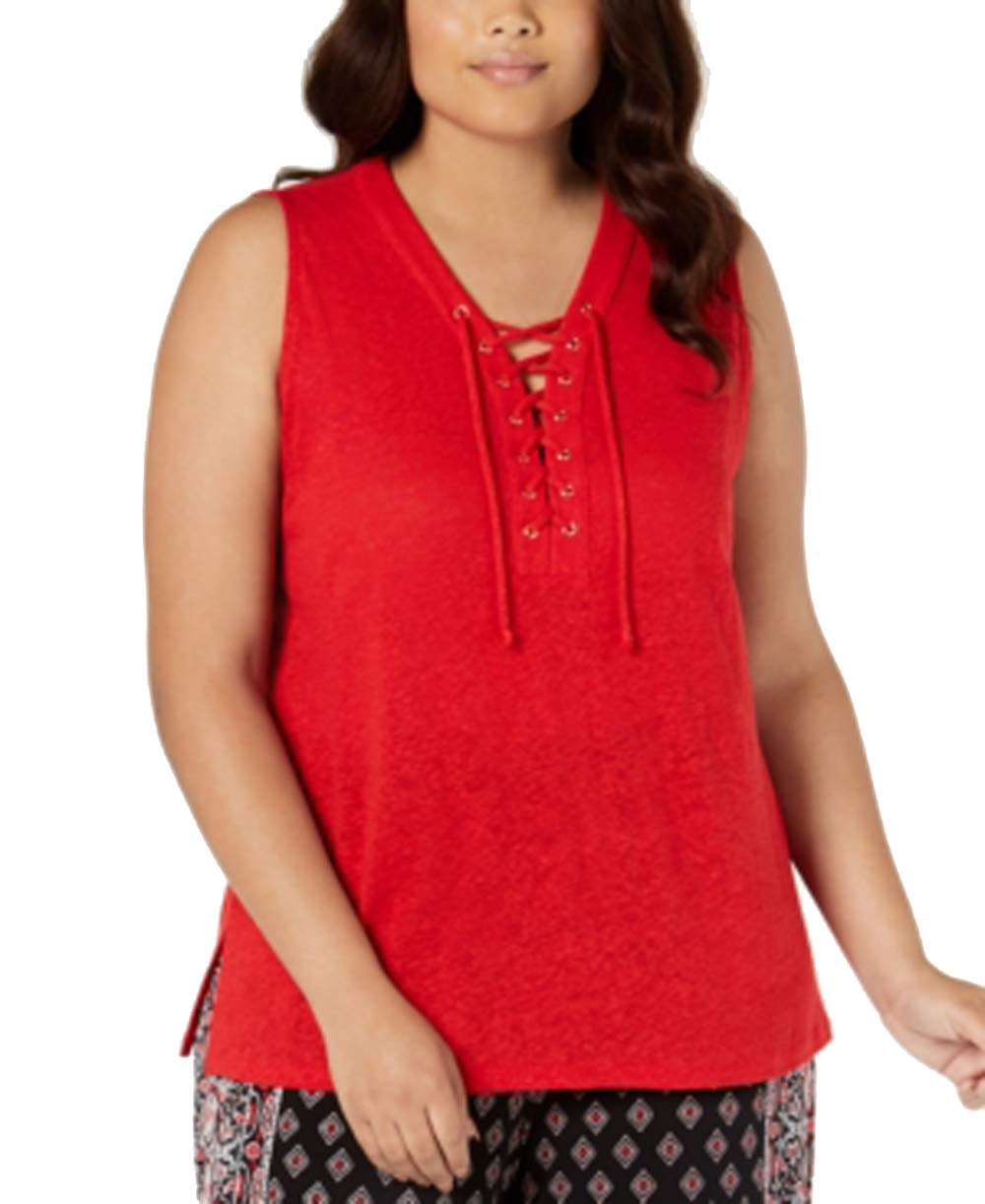 Plus Size Lace Up Tank Top