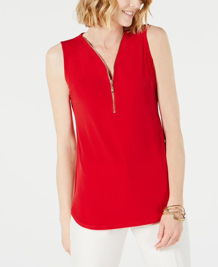 JM Collection Sleeveless Zip Top