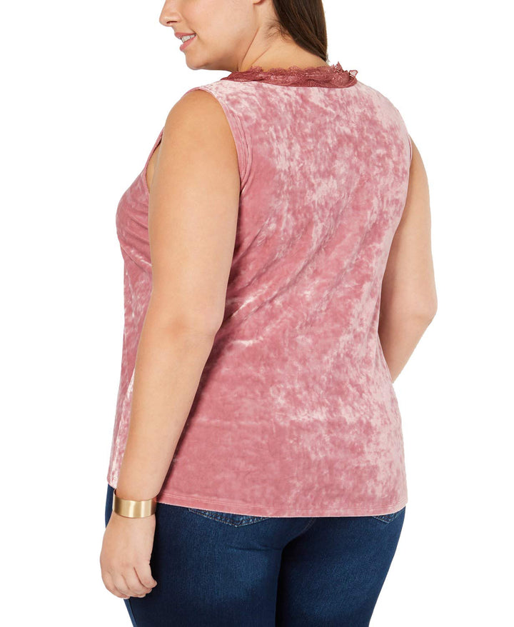 Plus Size Lace Velvet Tank Top