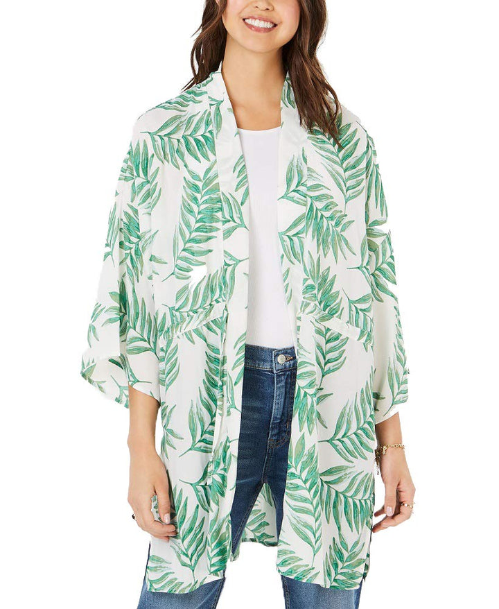 Juniors' Tropical-Print Kimono