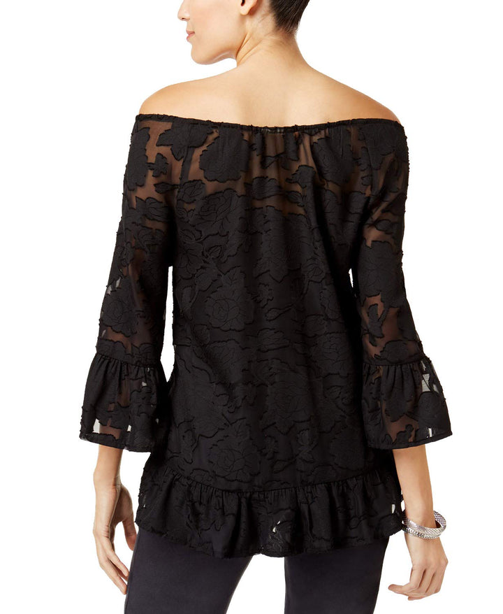 Style & Co Petite Burnout Off The Shoulder Top