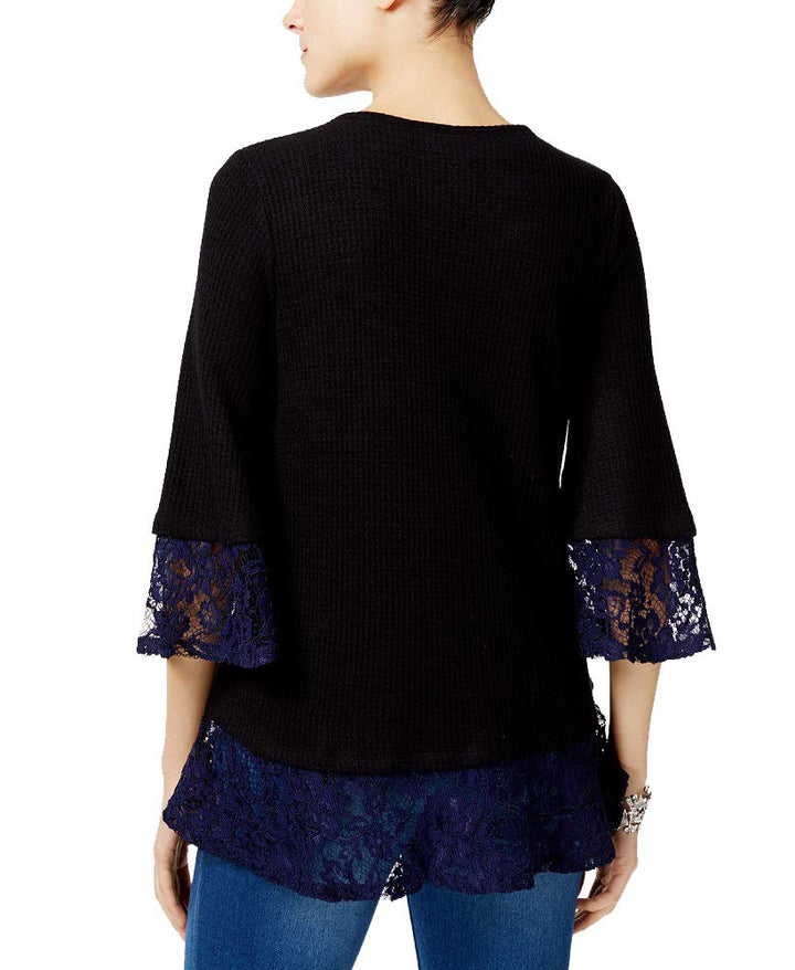 Style & Co Petite Lace Trim Top