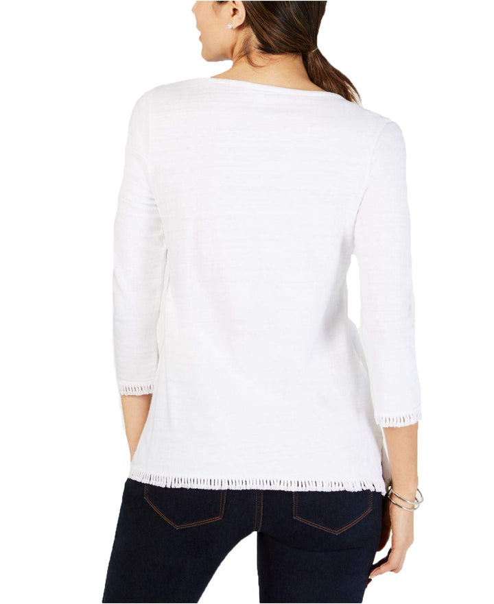 Cotton Lace-Trim Top