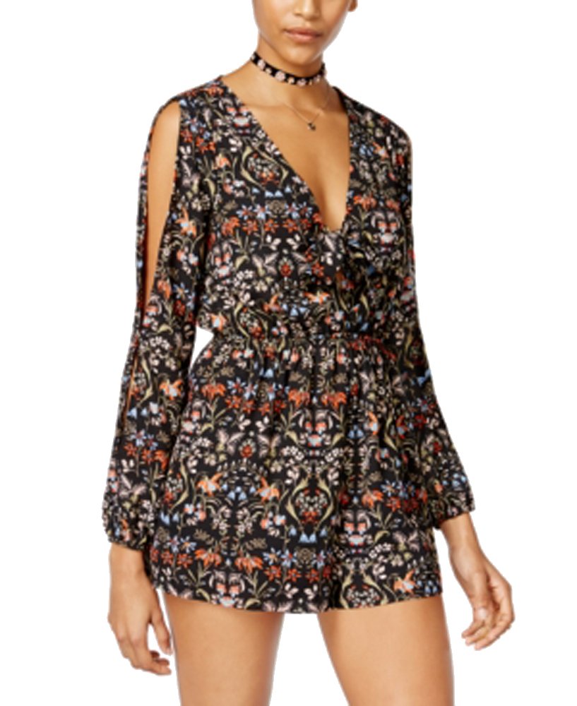 Material Girl Juniors Printed Cold Shoulder Romper