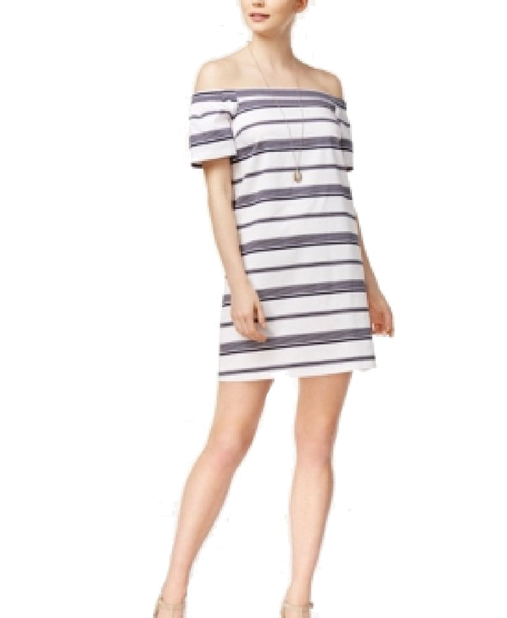 Maison Jules Striped Off The Shoulder Dress