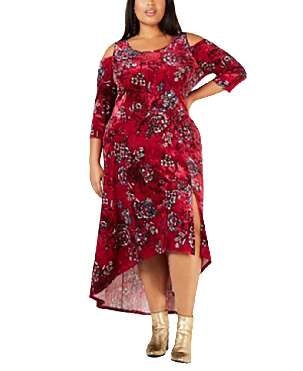 Plus Size Printed Cold-Shoulder Dress