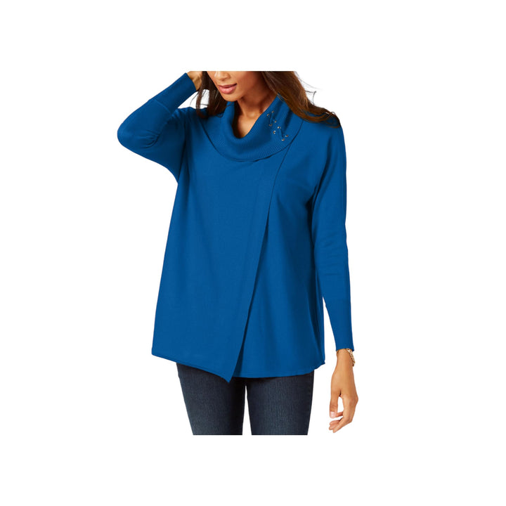 JM Collection Faux Wrap Cowl Neck Sweater