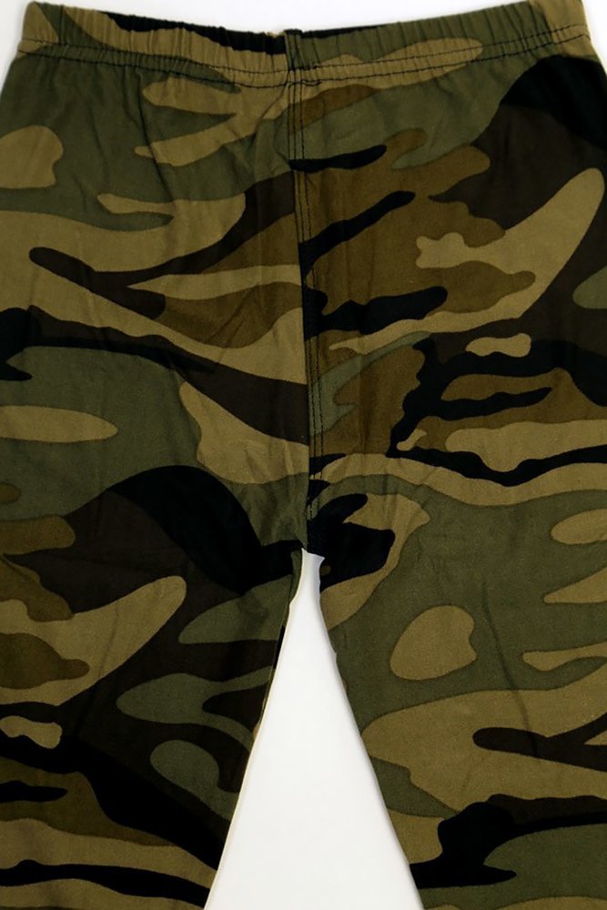 Buttery Soft Green Camouflage Kids Leggings