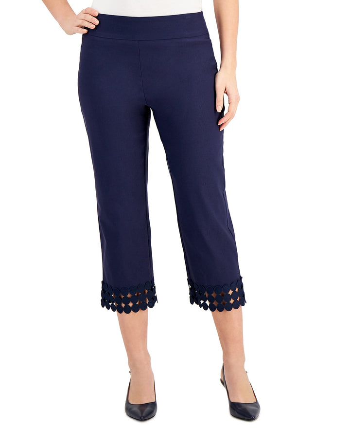 JM Collection Petite Crochet Lace Hem Capri Pants