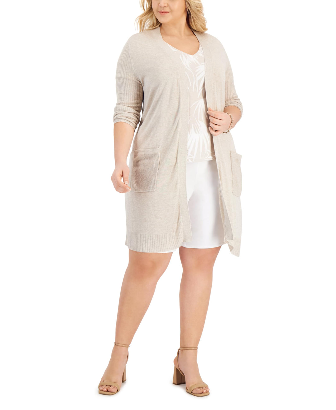INC International Concepts Plus Size Rib Knit Duster Cardigan