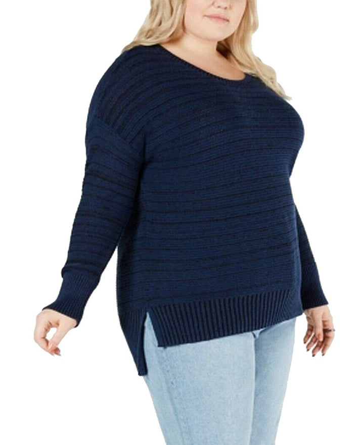 Plus Size High-Low Drop-Shoulder Sweater