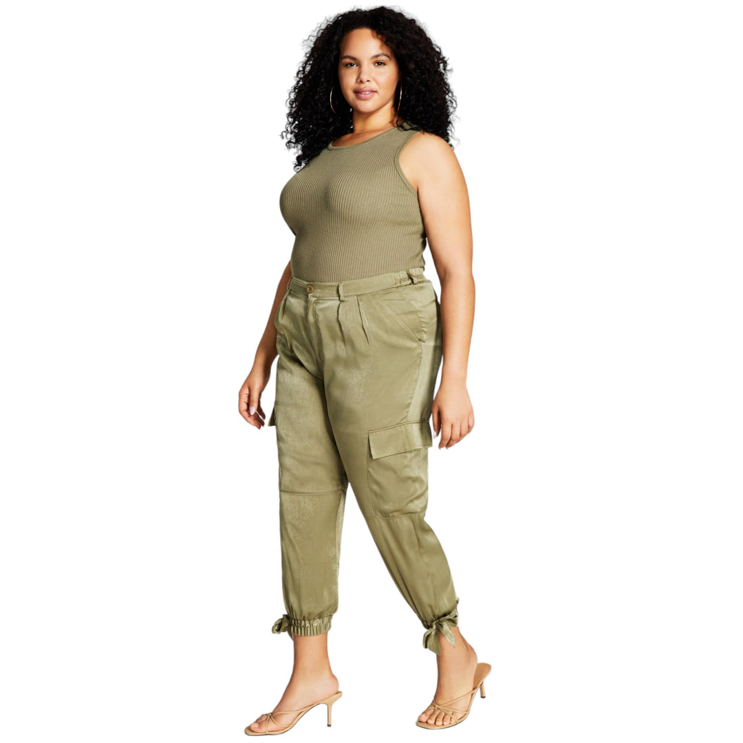 Now This Plus Size Satin Joggers
