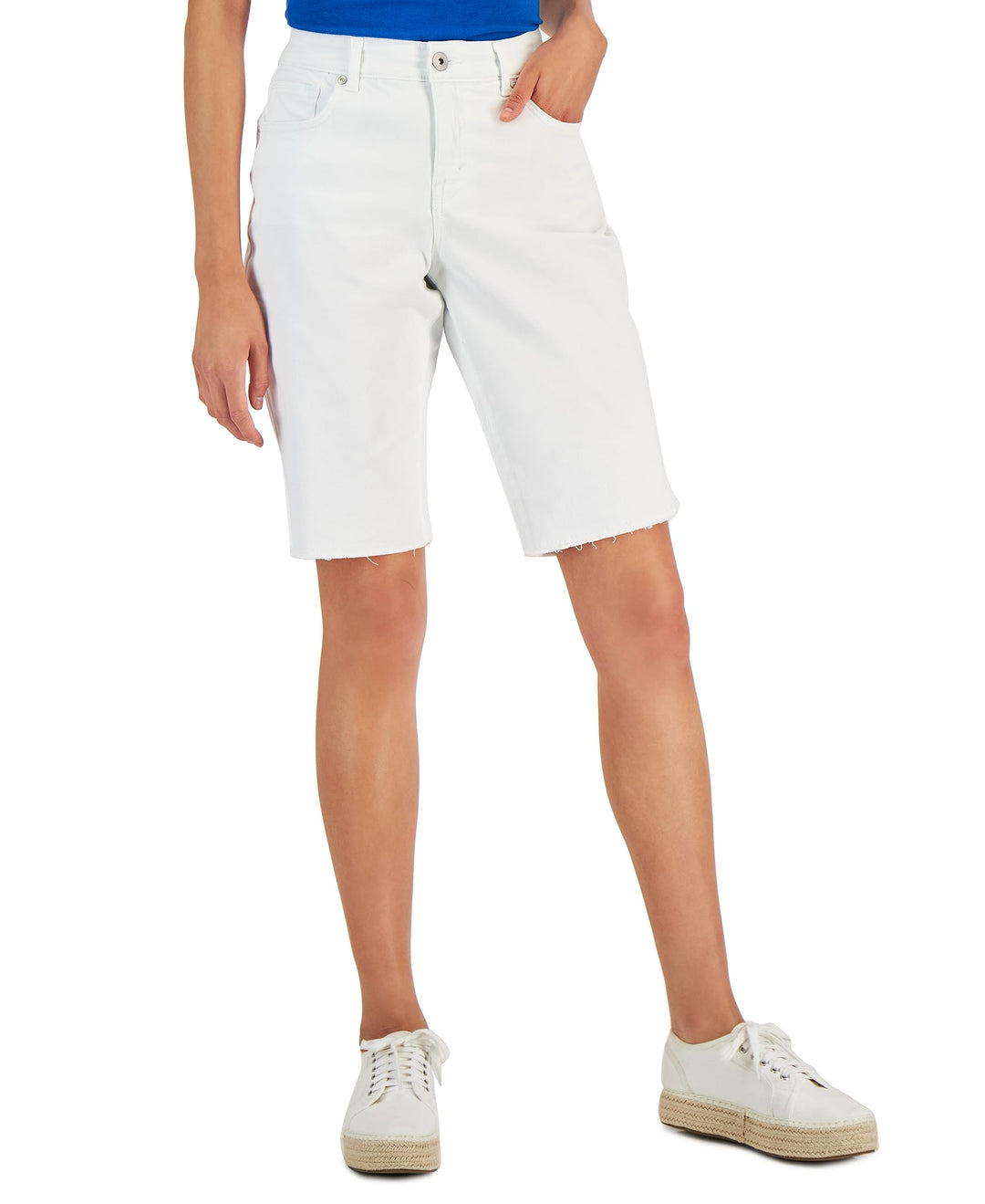 Style & Co Womens Curvy Raw Edge Bermuda Shorts