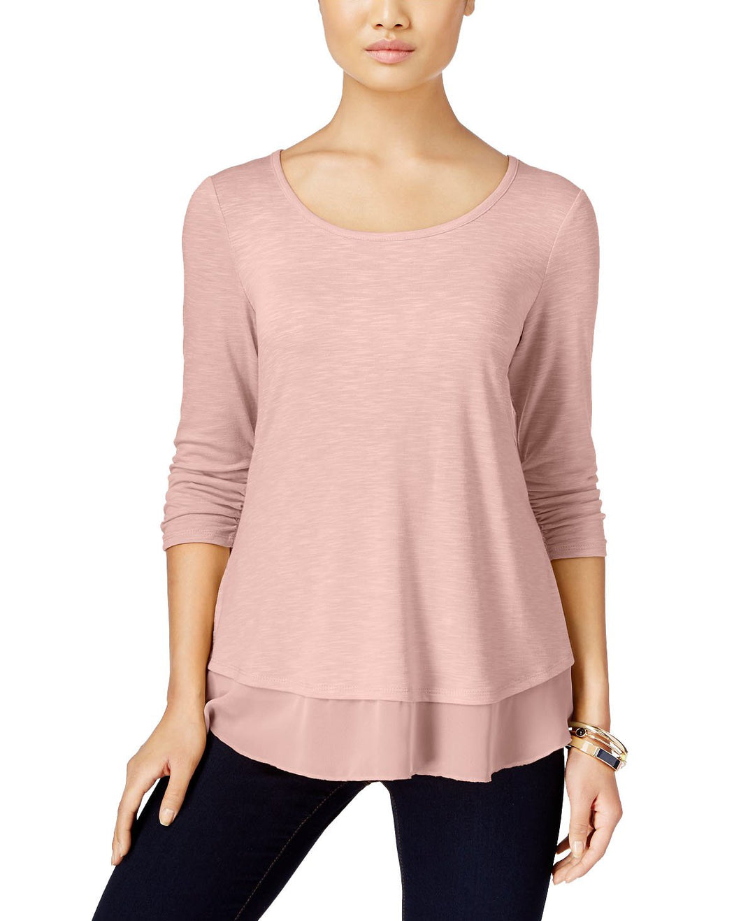 Style & Co Petite Chiffon Hem Top