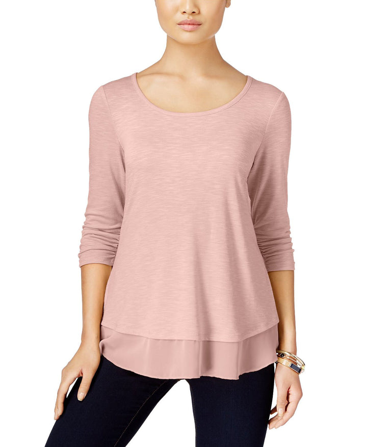 Style & Co Petite Chiffon Hem Top