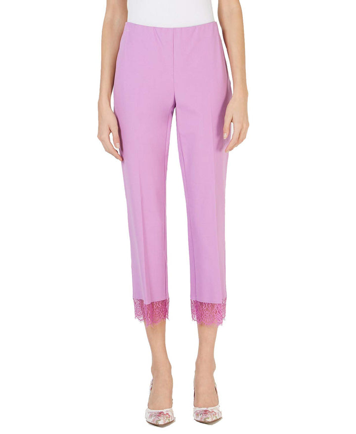 Cropped Lace-Hem Pants