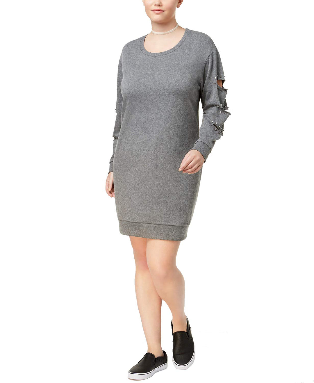 Almost Famous Trendy Plus Size Ripped Sweatshirt Dress
