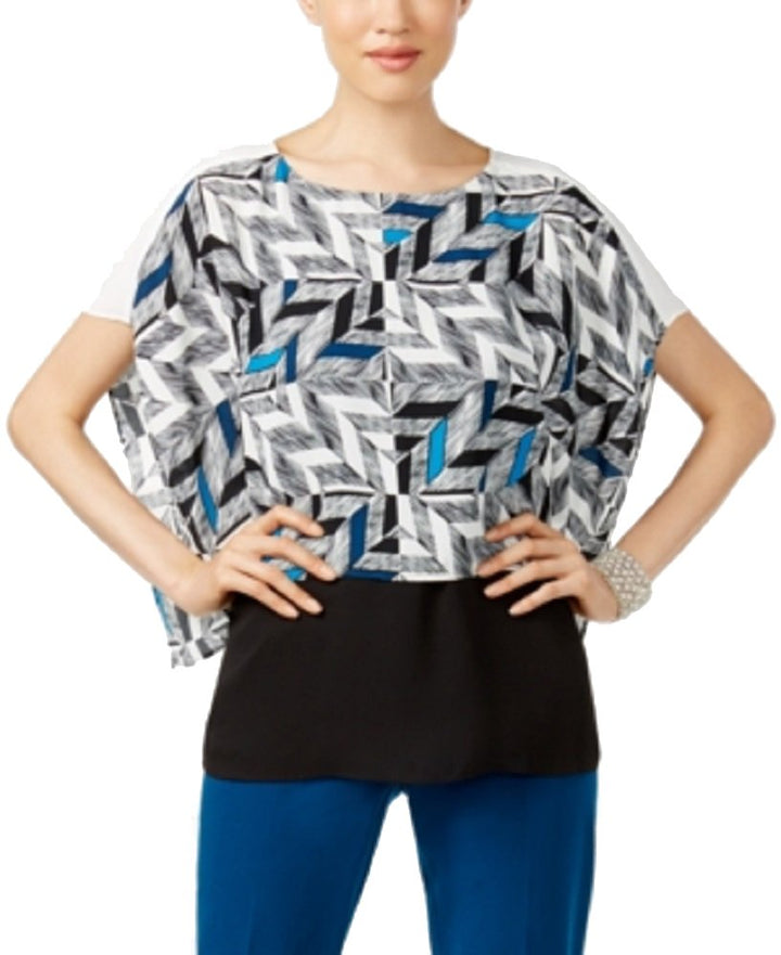 Alfani Windowpane Poncho Top