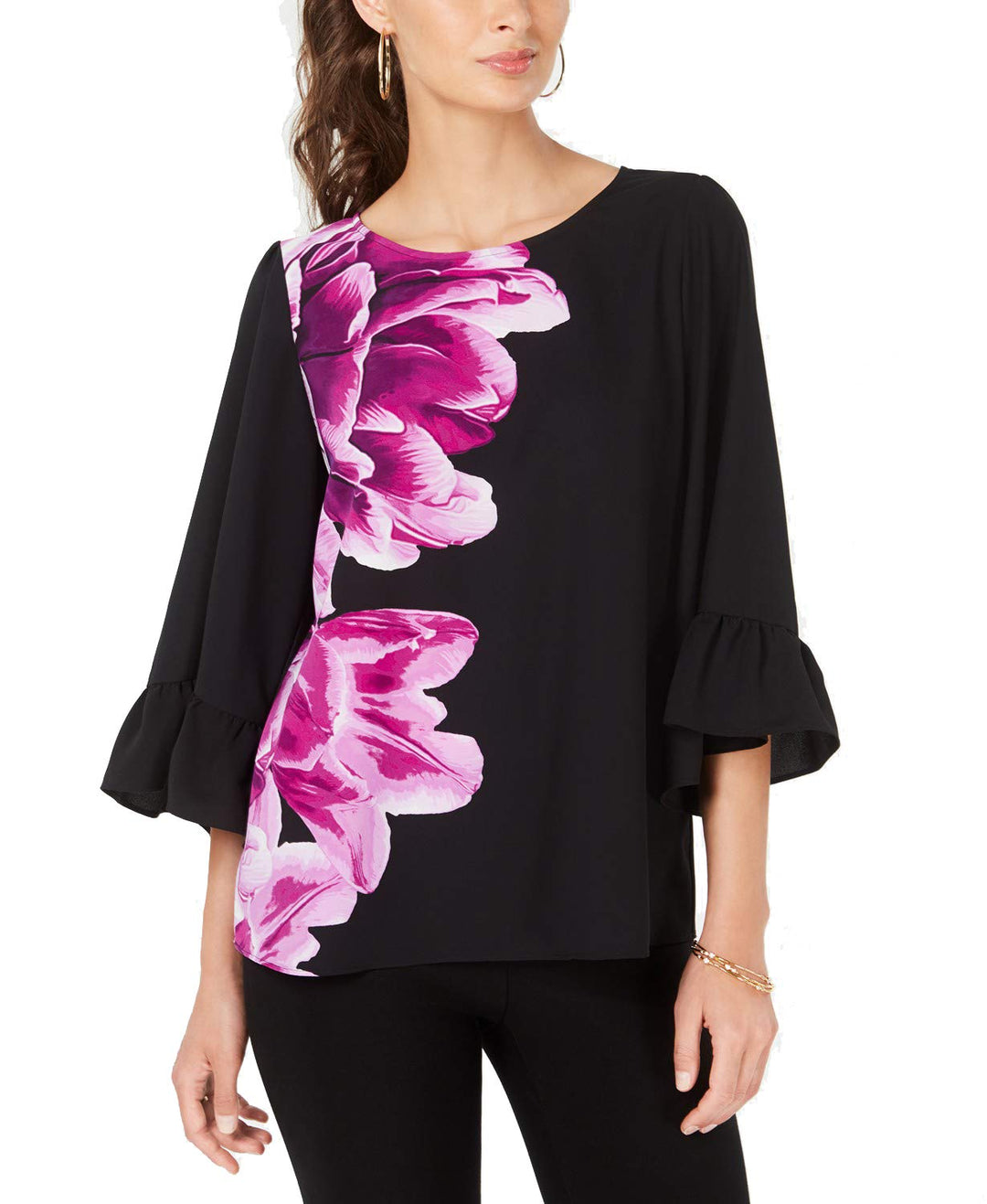 Alfani Petite Bell Sleeve Floral Print Top