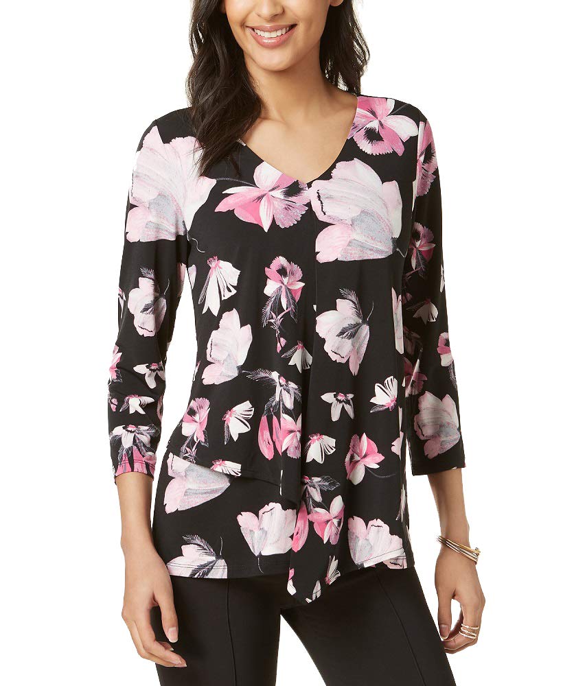 Alfani Draped Overlay Top