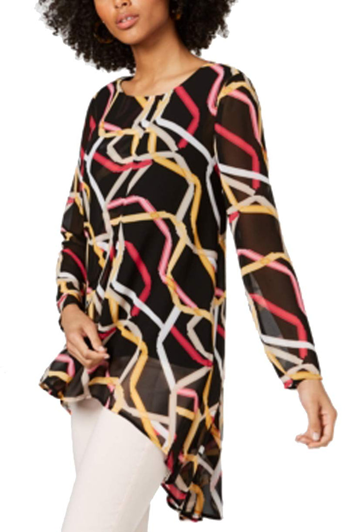 Petite Floral-Print High-Low Tunic