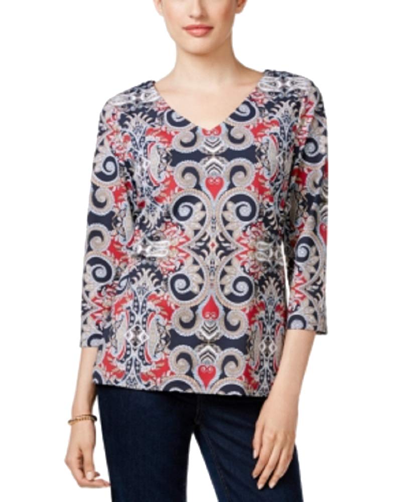 Charter Club Petite Printed V-Neck Top