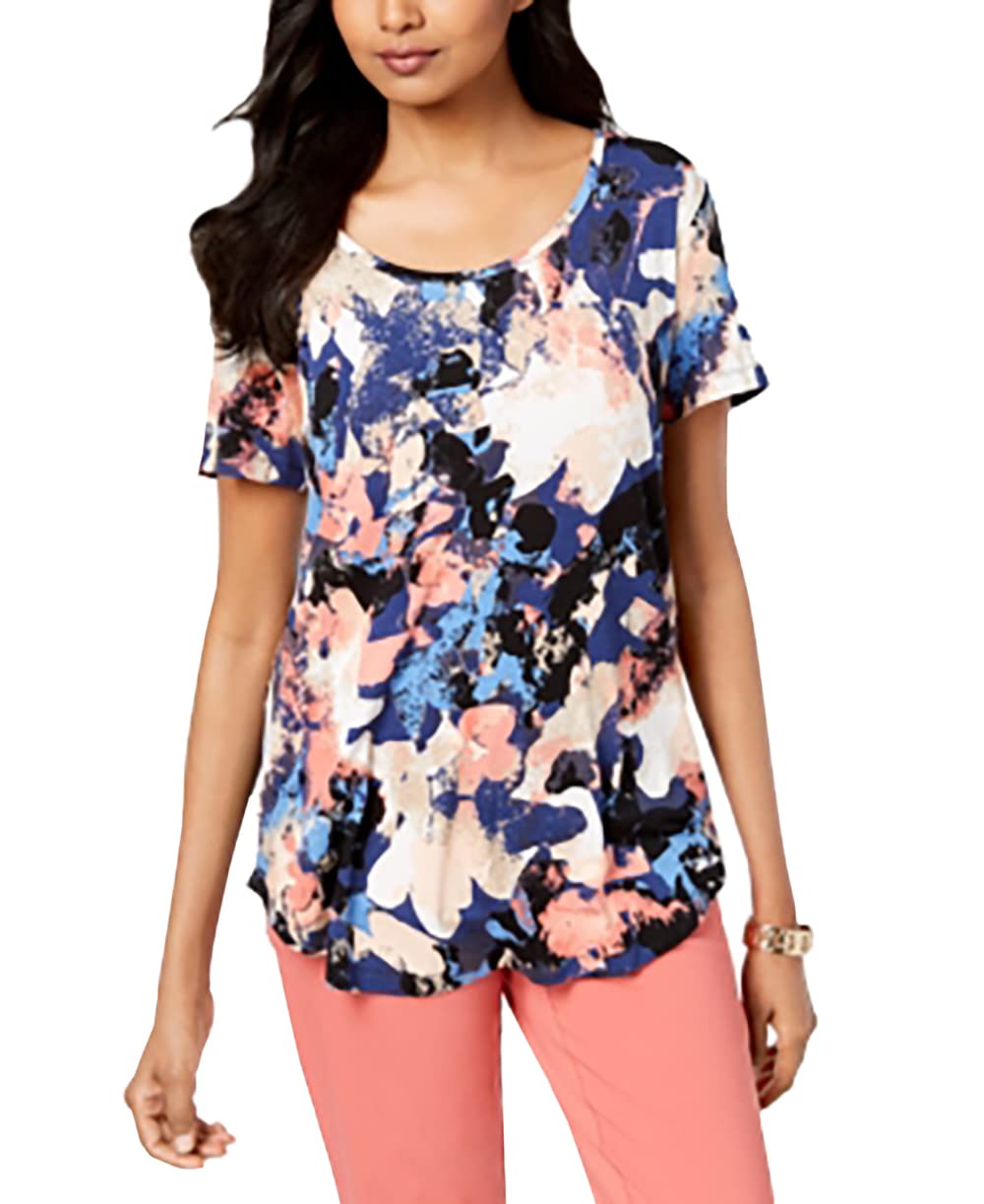 Printed Scoop-Neck Top