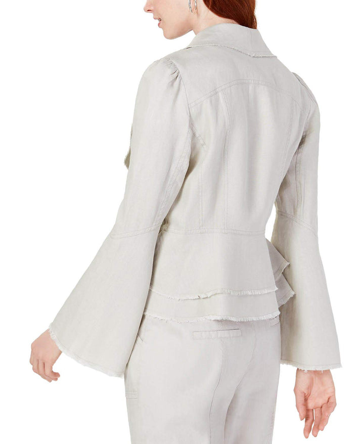International Concepts INC INC Linen Ruffle-Hem Jacket (Toad, S)