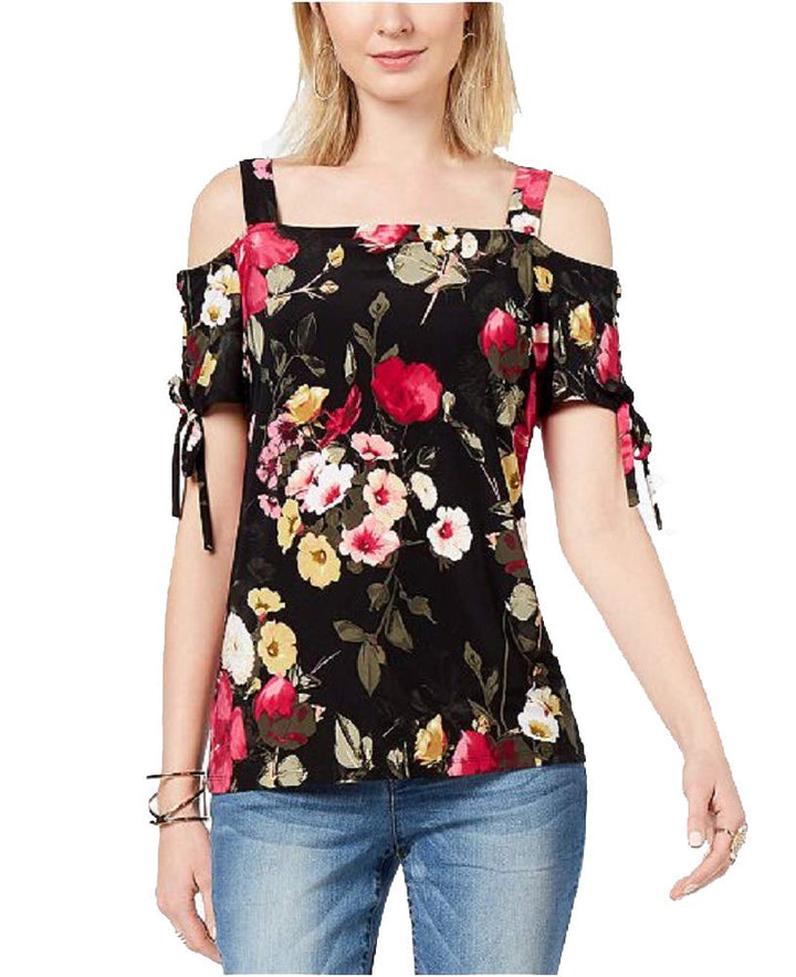 Lace Up Cold Shoulder Top