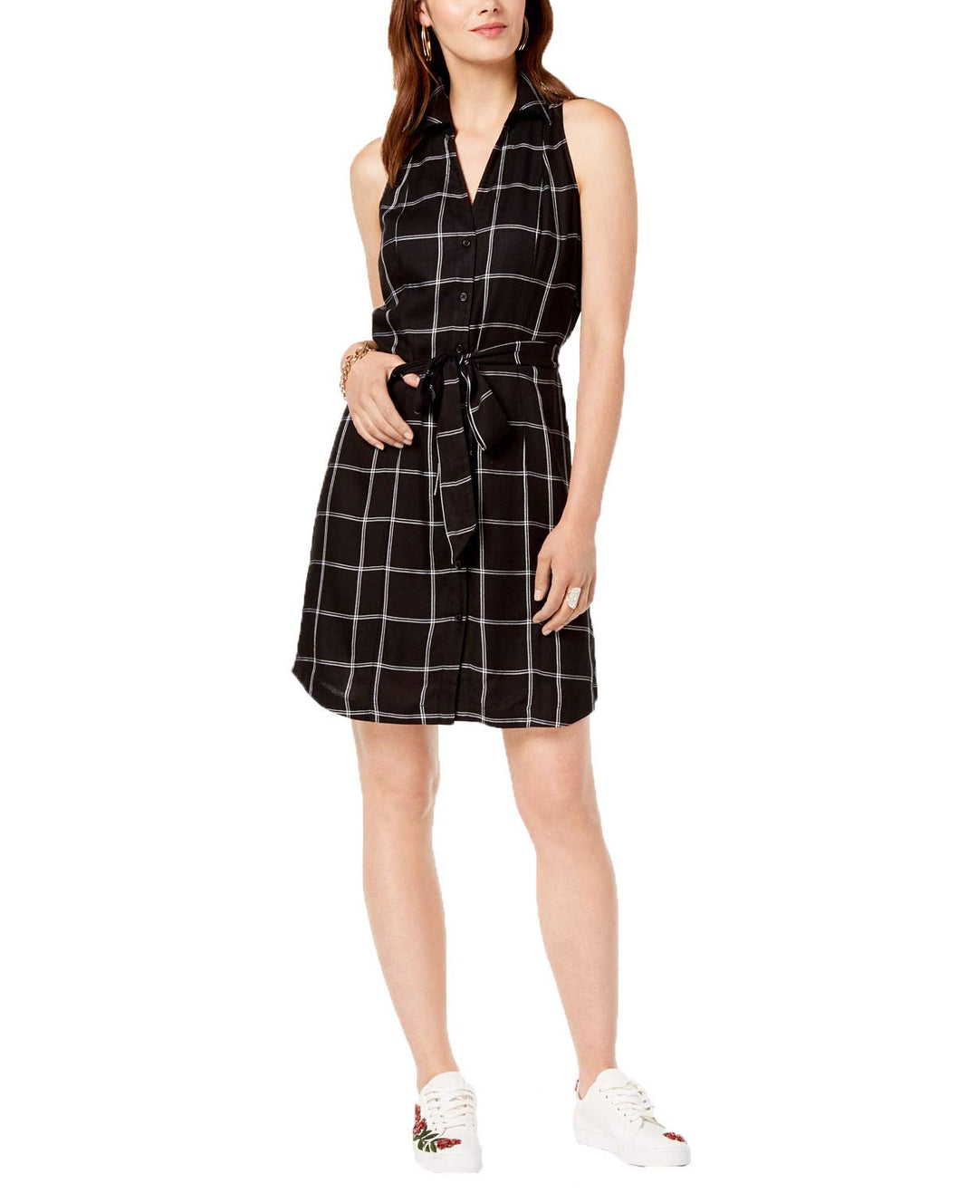Sleeveless Plaid Shirtdress